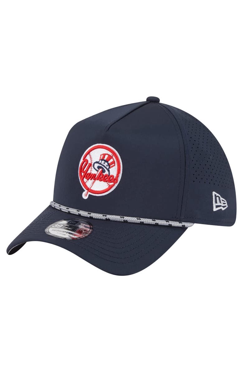 New Era Men's New Era Navy New York Yankees 39THIRTY A-Frame Perforated Flex Hat, Main, color, Navy