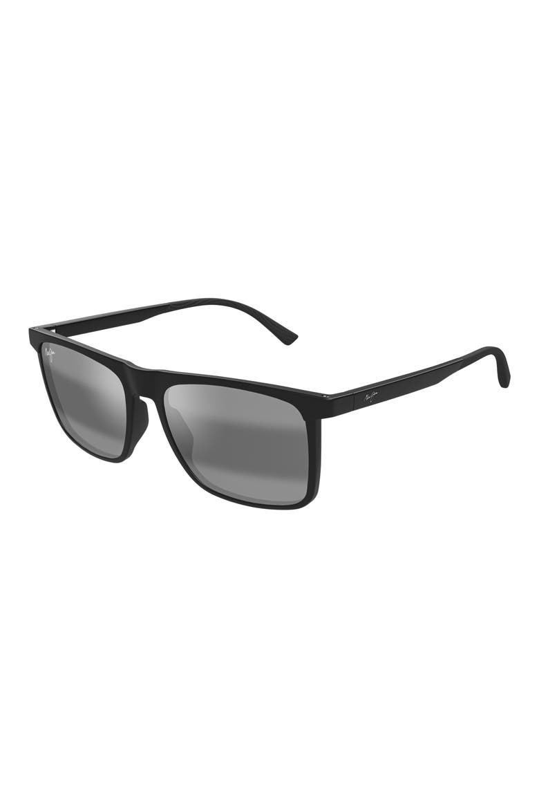 Makamae 56mm Polarized Square Sunglasses, Alternate, color, BLACK