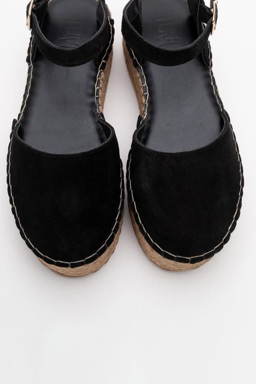 Forever & Always Shoes Viba Leather Esprarille Platform Wedge Sandals In Black Suede Leather