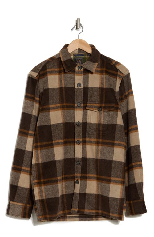 Shop Vintage 1946 Buffalo Plaid Shirt Jacket In Natural/chocolate