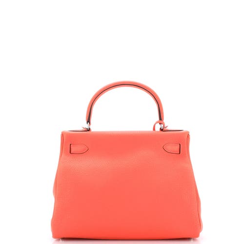 Pre-owned Hermes Hermes Kelly Handbag Red Clemence With Palladium Hardware 28 In Red