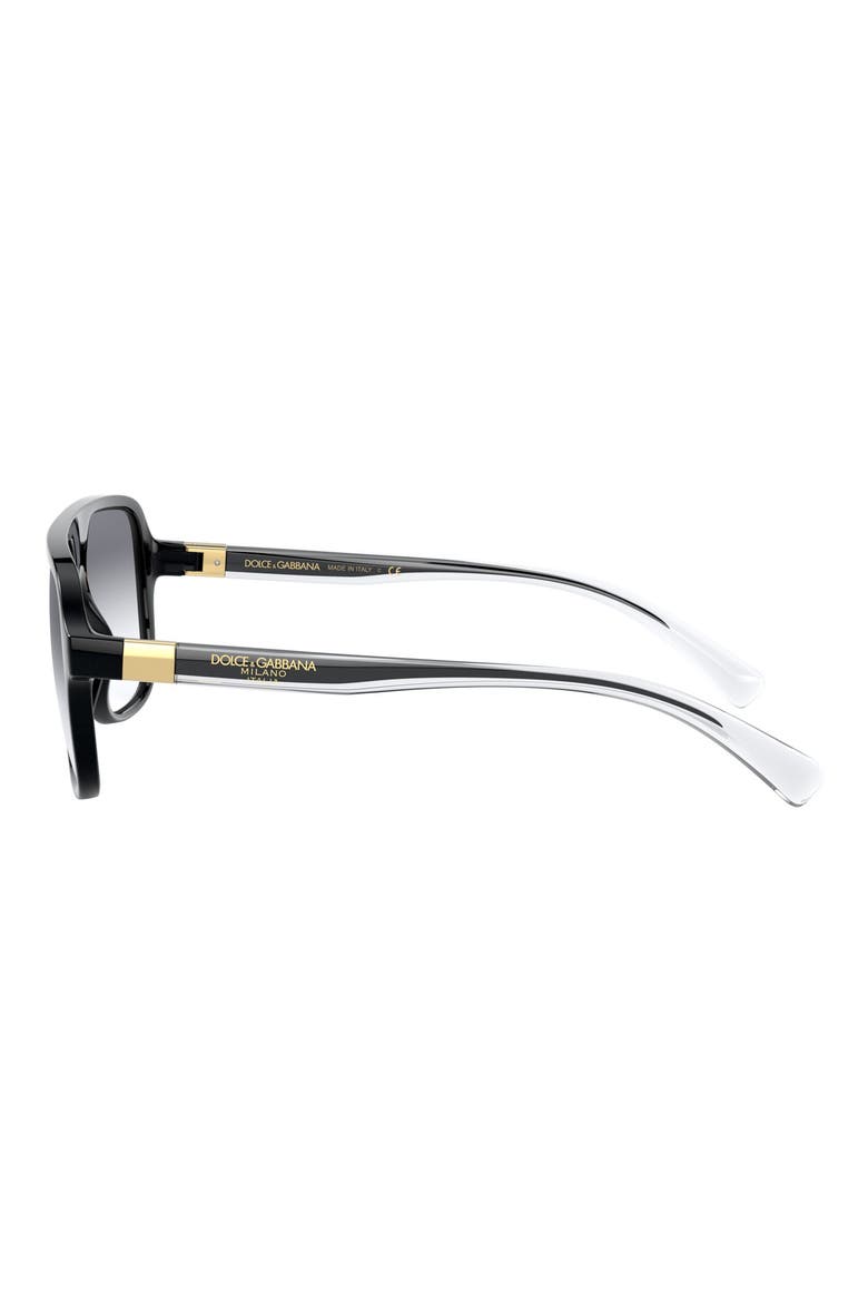 Dolce&Gabbana 57mm Gradient Navigator Sunglasses, Alternate, color, BLACK