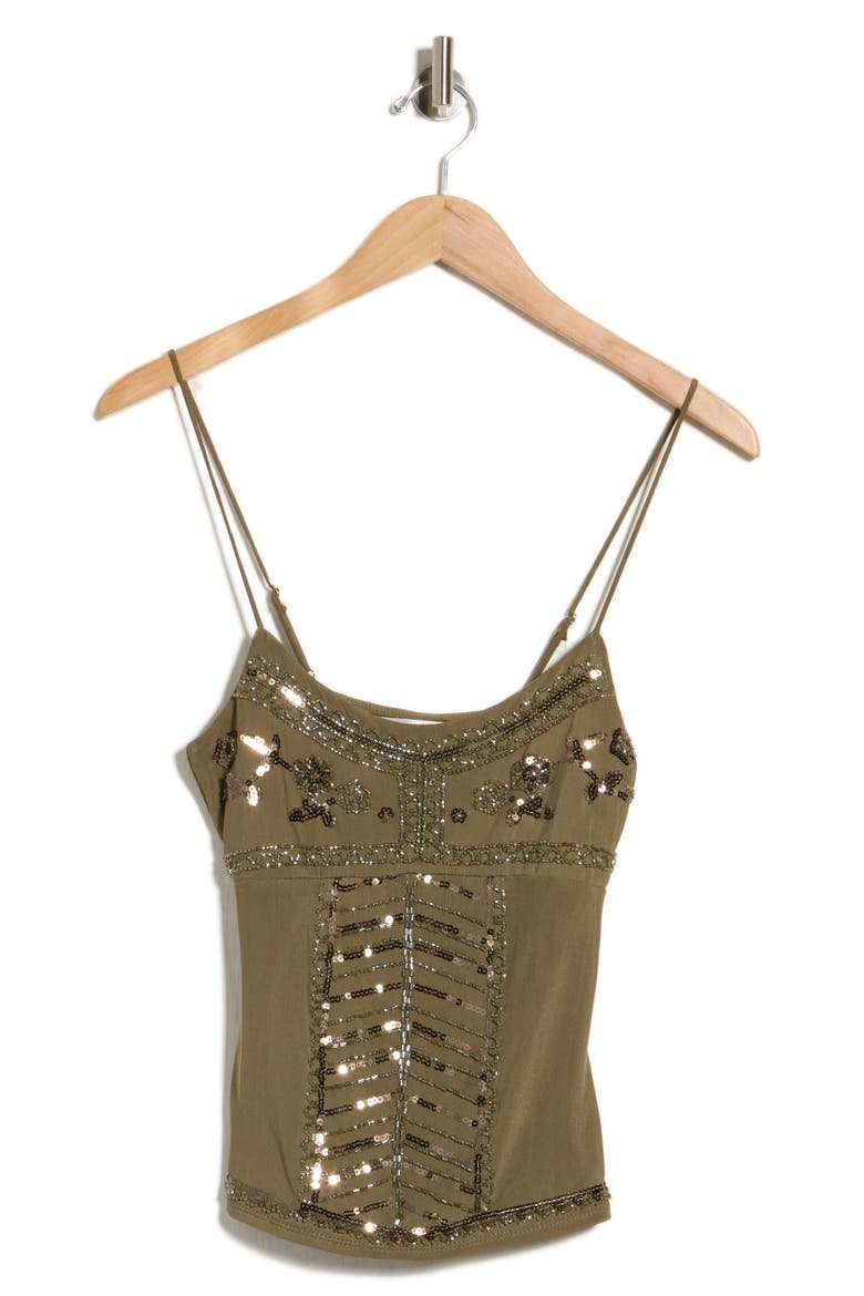 Beaded Sequin Camisole, Main, color, DARK OLIVE