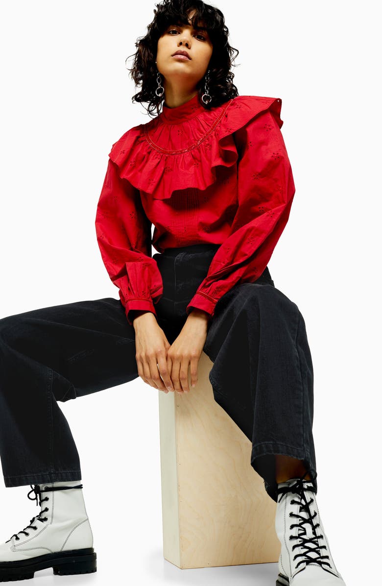 Topshop Washed Black Baggy Jeans, Alternate, color,