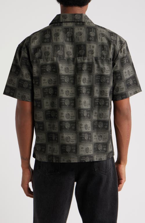 Icecream Black Card Graphic Camp Shirt In Gray