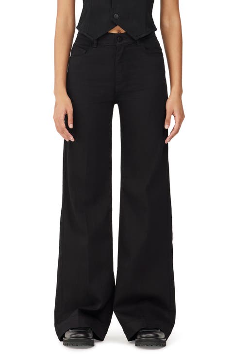Hepburn High Waist Wide Leg Jeans (Raven)