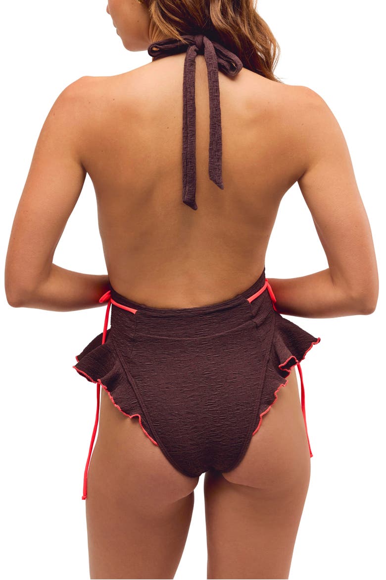 Lyra Plunge One-Piece Swimsuit, Alternate, color, PUCE