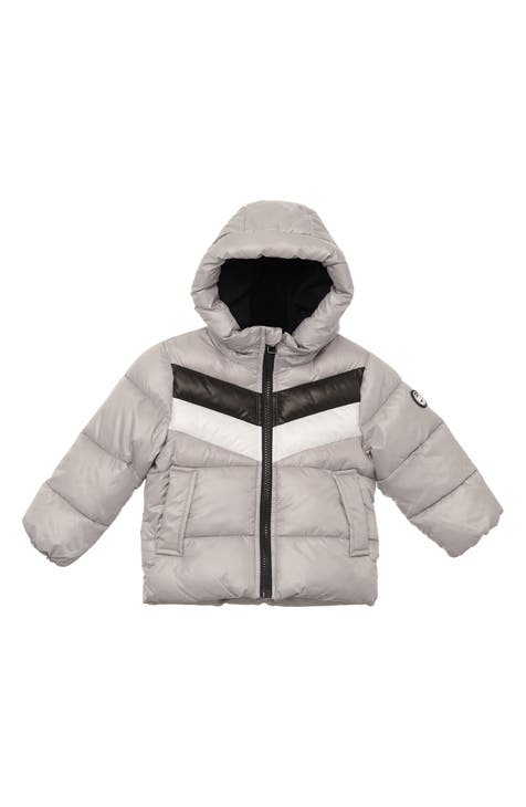 Chevron Stripe Hooded Puffer Jacket (Baby)