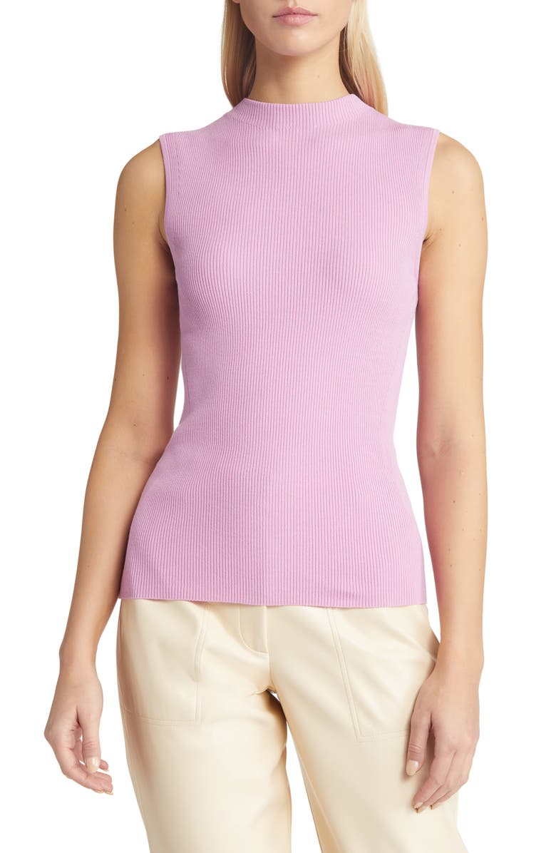 BOSS Feskies Funnel Neck Sleeveless Rib Sweater, Alternate, color, 