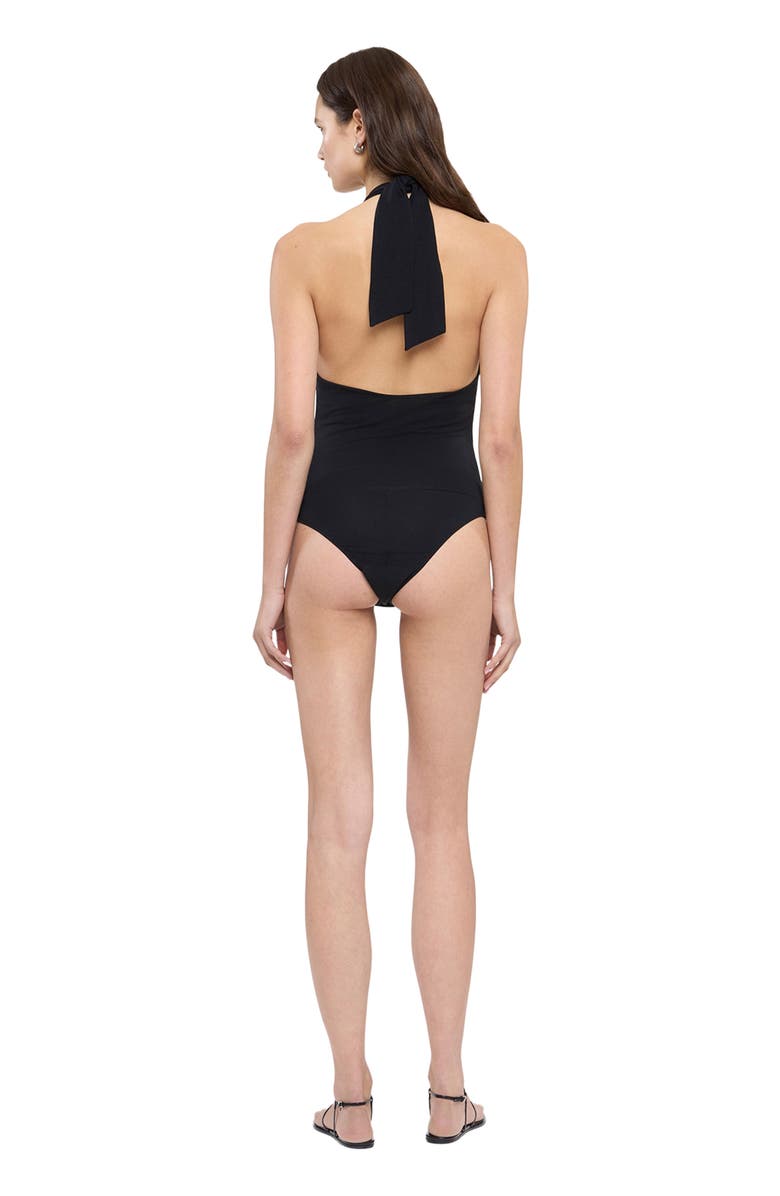 Another Tomorrow Halter Bodysuit, Alternate, color, Black