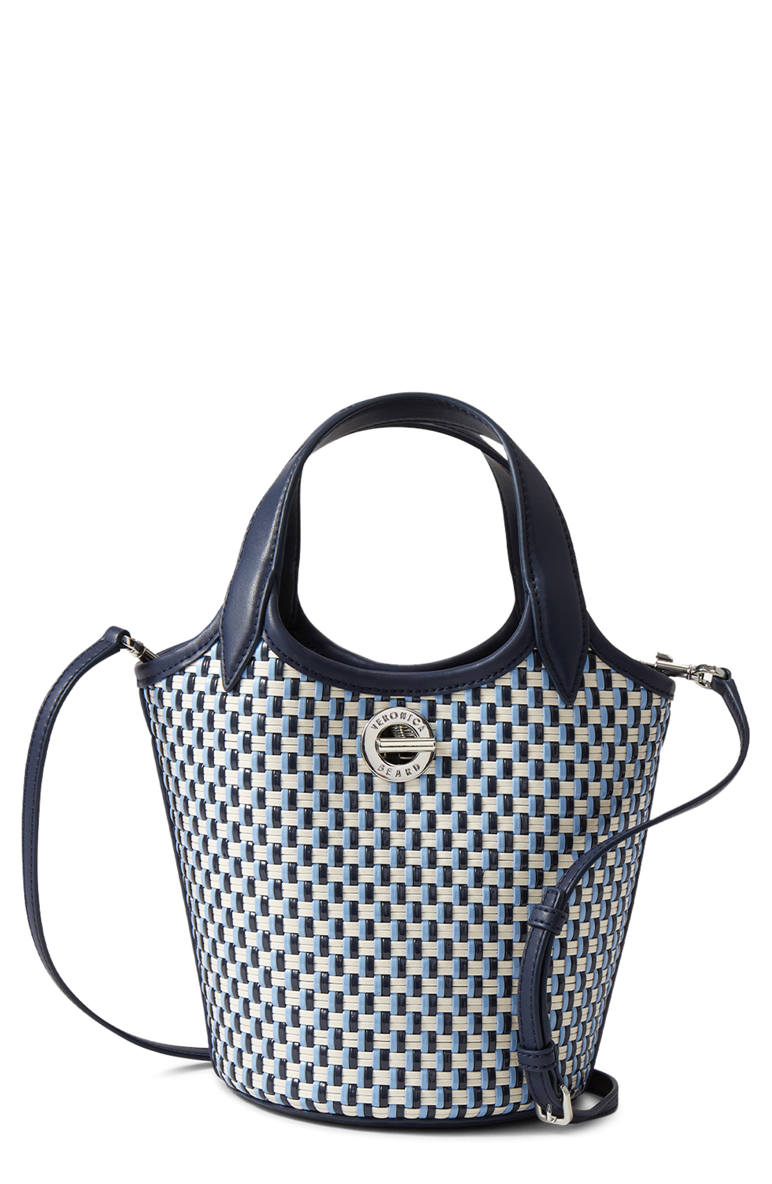 Veronica Beard Anchor Woven Bucket Crossbody Bag, Main, color, Navy Multi