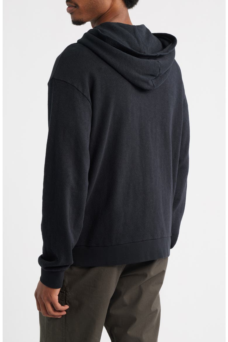 Waffle Stitch Full Zip Hoodie, Alternate, color, BLACK