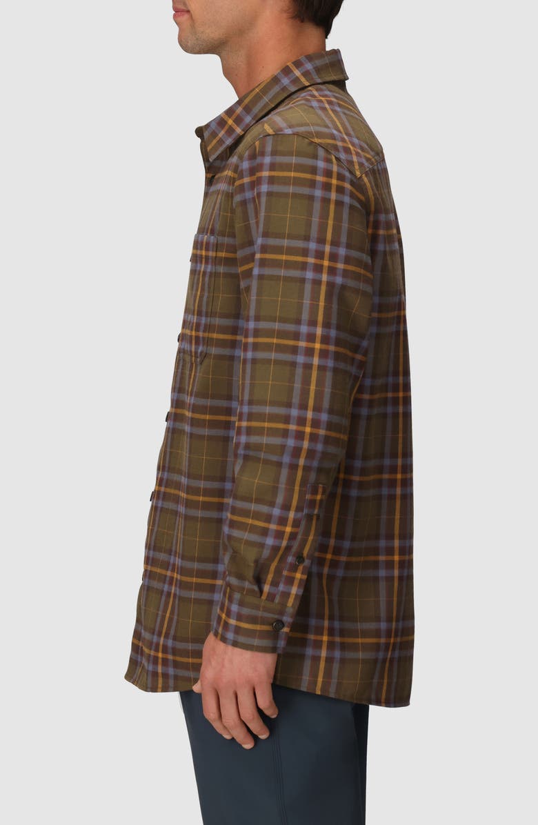 Outdoor Research Ravenna Performance Flannel Button-Up Shirt, Alternate, color, Dark Olive Plaid