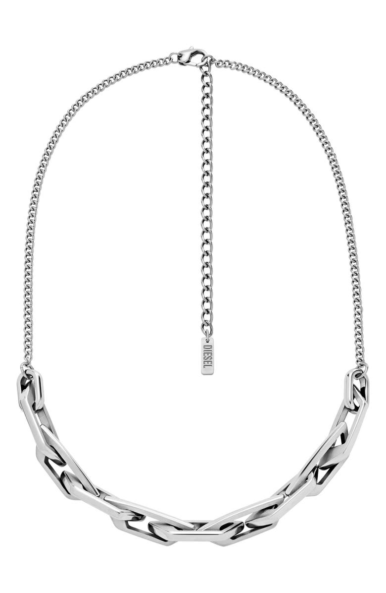 DIESEL<sup>®</sup> Stainless Steel Open Link Necklace, Alternate, color, Silver