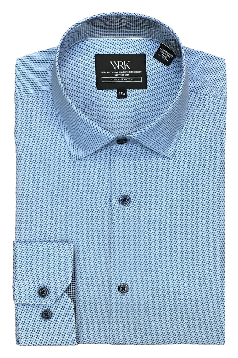 Slim Fit Microprint Performance Dress Shirt, Alternate, color, BLUE