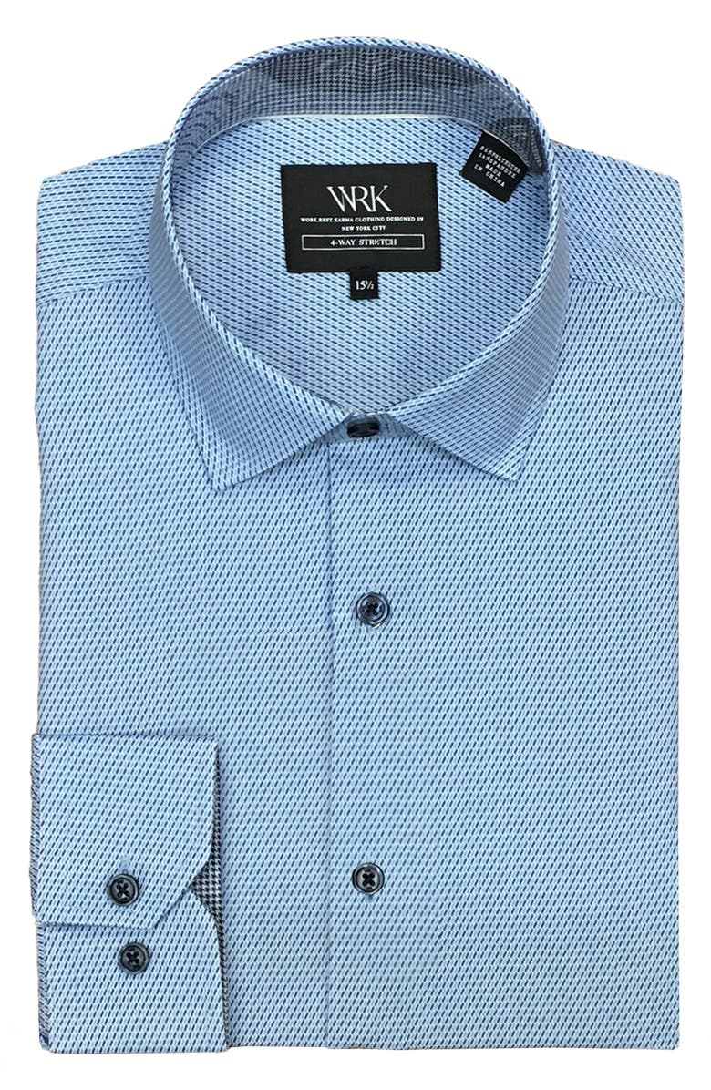 W.R.K Slim Fit Broken Stripe Performance Dress Shirt, Alternate, color, Blue