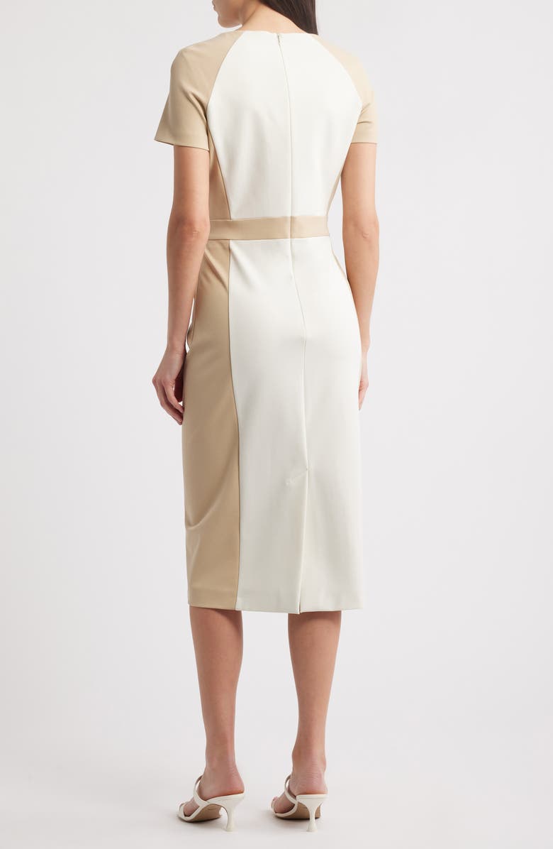 BOSS Darsa Colorblock Midi Sheath Dress, Alternate, color, Soft Cream Beige Combo