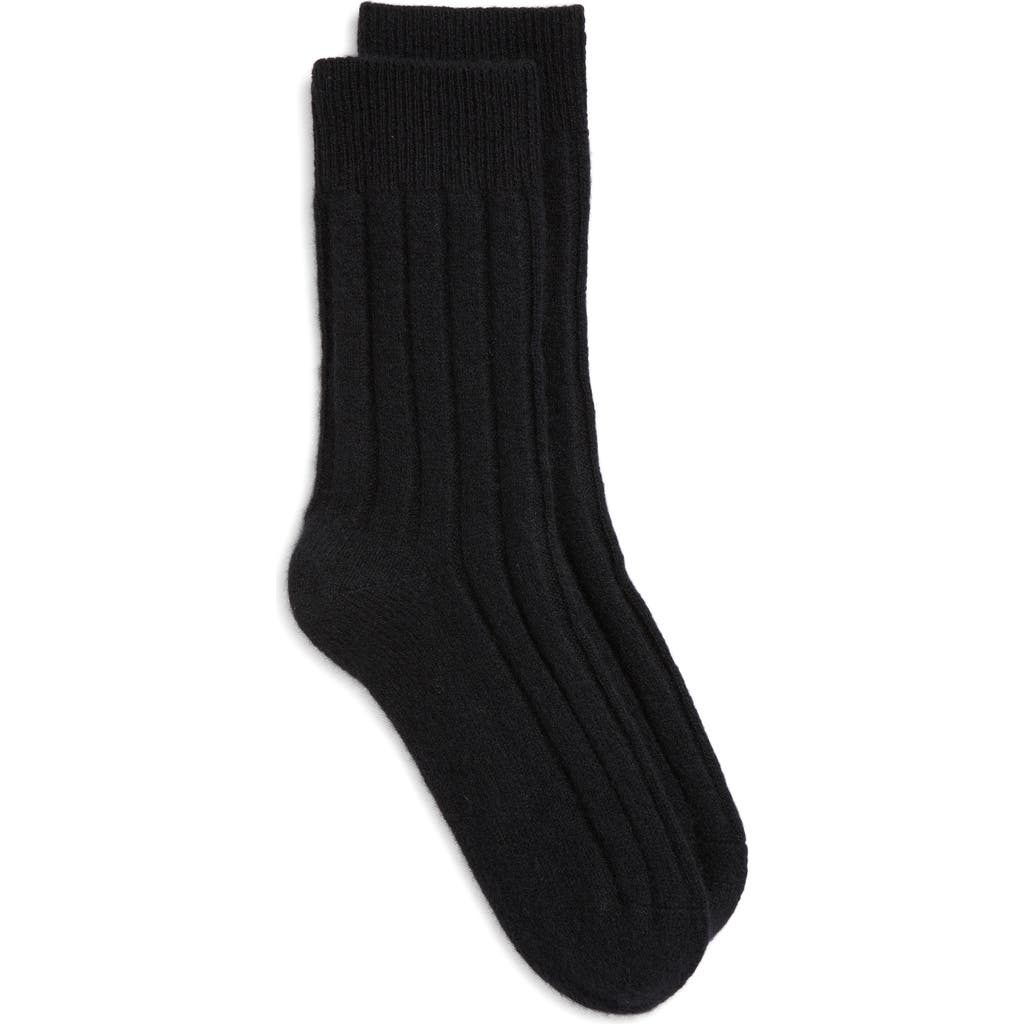 Nordstrom Rib Cashmere Blend Crew Socks In Black