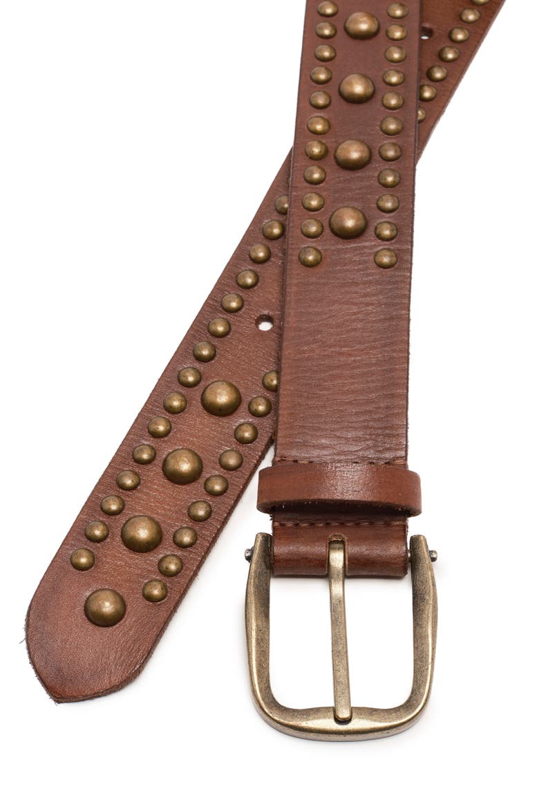 We the Free Sola Studded Leather Belt, Alternate, color, COGNAC