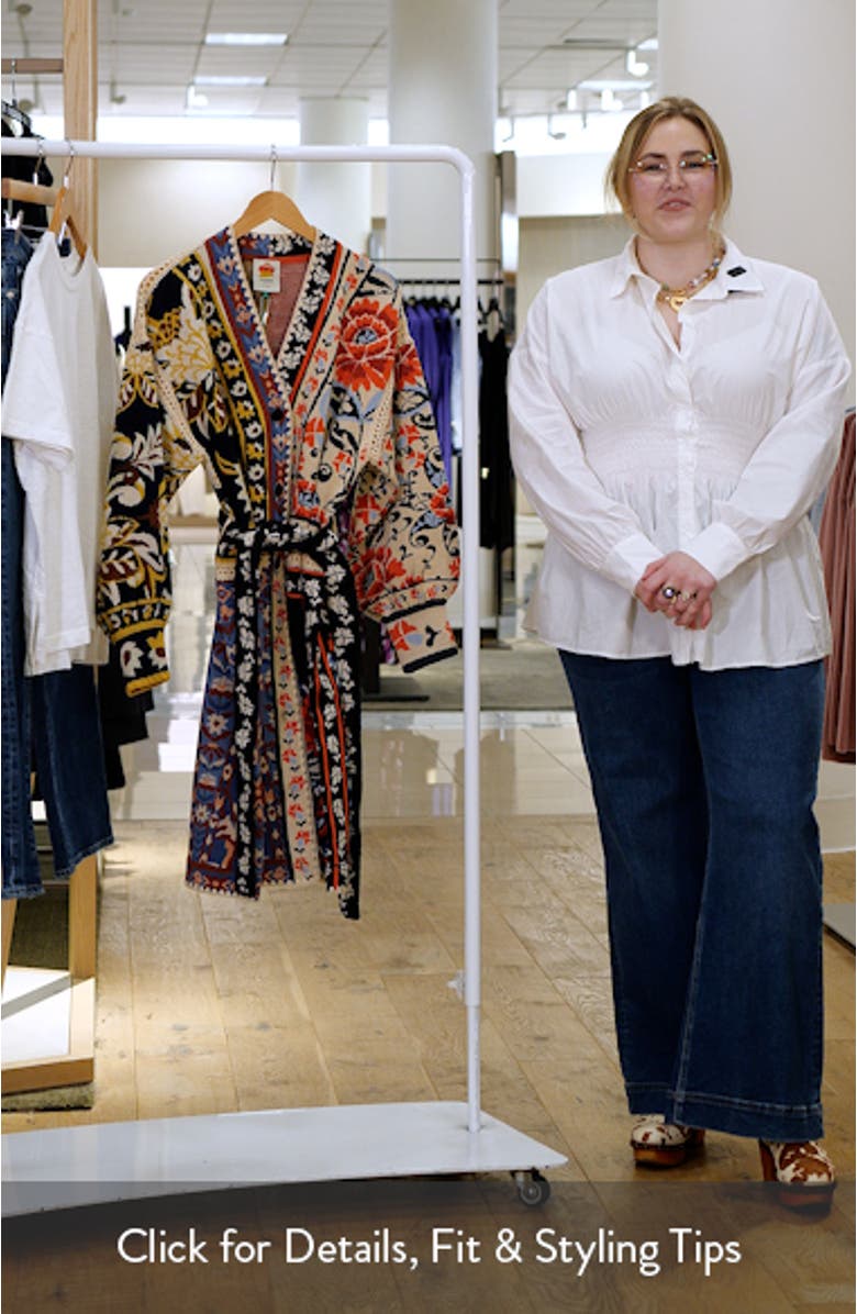 Flower Print Patchwork Belted Cardigan, sales video thumbnail