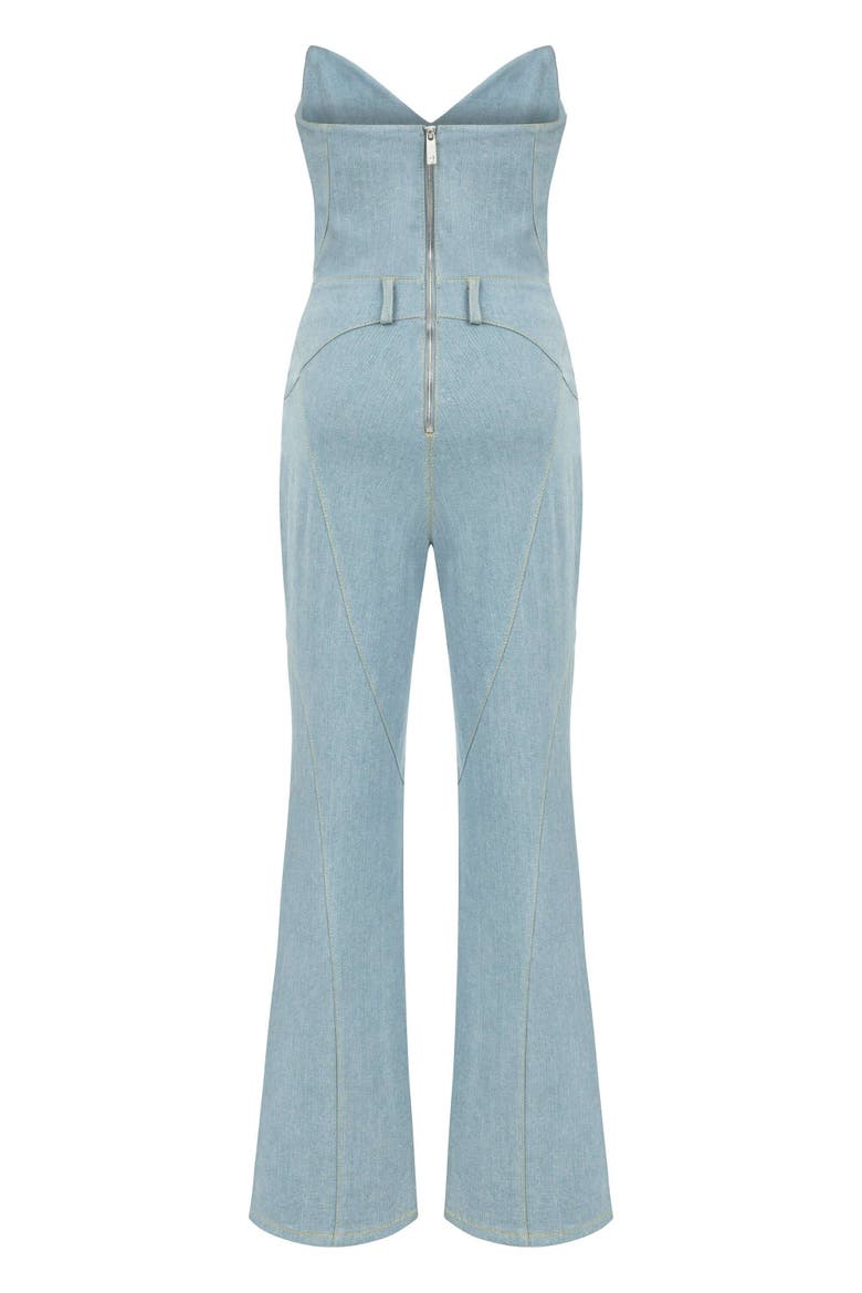 Women's Marvel Maxi Denim Jumpsuit - Strapless, Cut-Out, Alternate, color, Ice Blue