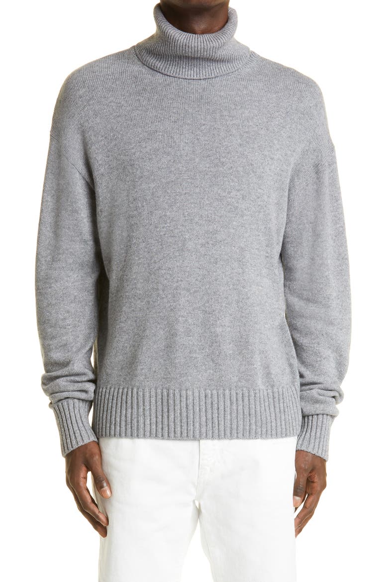 Men's Turtleneck Sweater, Main, color, MEDIUM GREY M