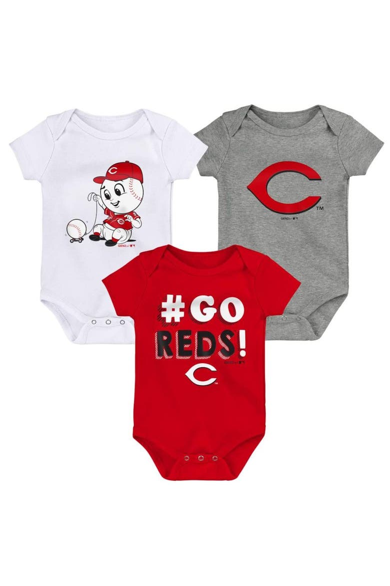 Infant Red/White/Gray Cincinnati Reds Born To Win 3-Pack Bodysuit Set, Main, color, Red