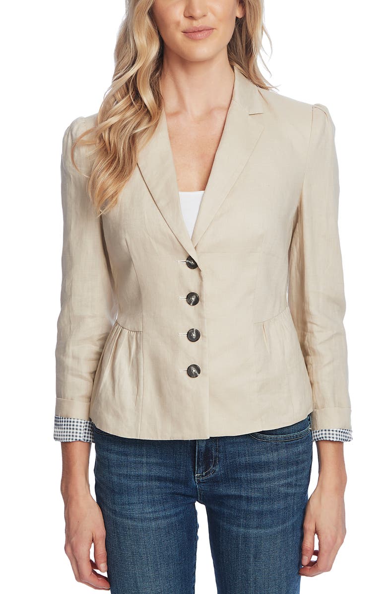 CeCe Peplum Linen Jacket, Alternate, color, 
