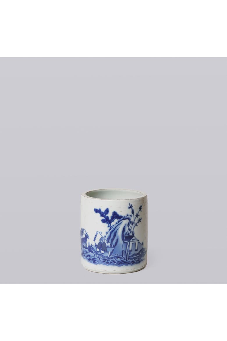 Tiny Porcelain Shepherd Cachepot, Main, color, Blue + White