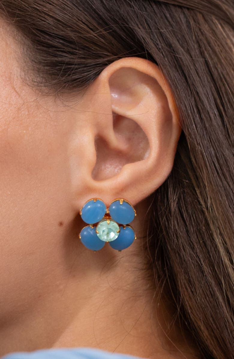 Jennifer Behr Quinn Flower Earrings, Alternate, color, Blue Chalcedony