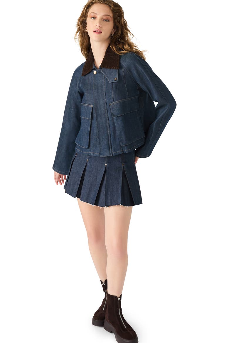 Justina Denim Jacket, Alternate, color, DEEP INDIGO
