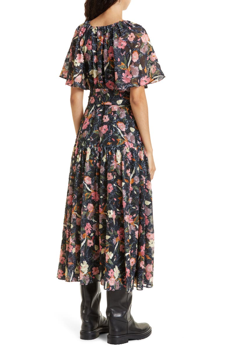 Tanya Taylor Bria Floral Silk Blend Wrap Dress, Alternate, color,