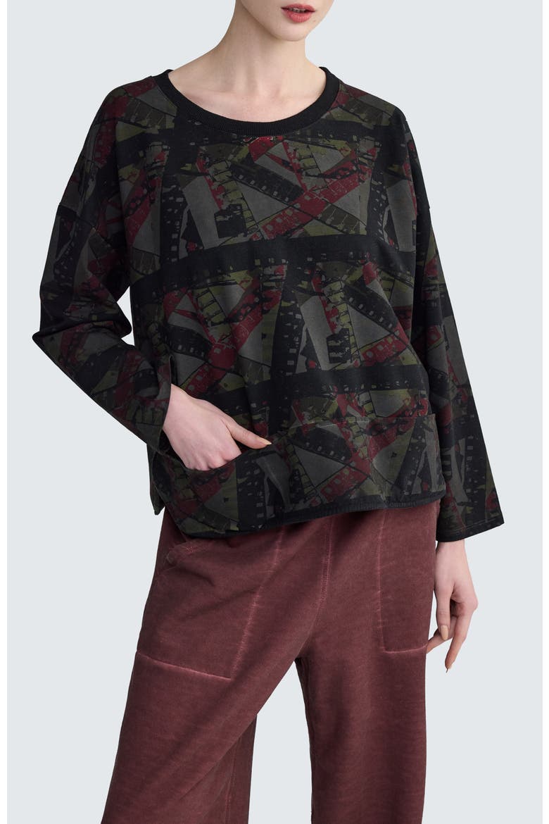 Nebel Abstract Panel Pullover, Main, color, Smoky Print