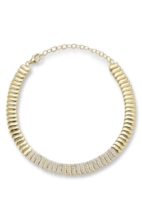 14K Gold Plated Pavé Cubic Zirconia Link Bracelet