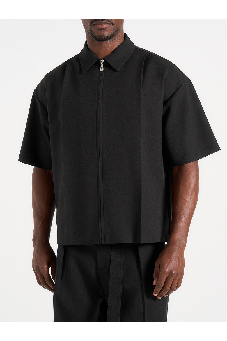 Aven Boxy Shirt With Crease, Alternate, color, Black