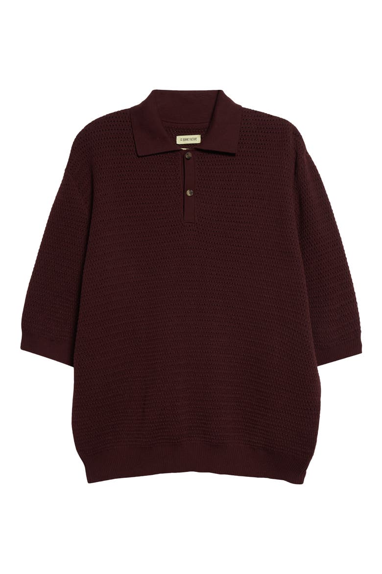 Honeycomb Knit Polo, Alternate, color, PLUM