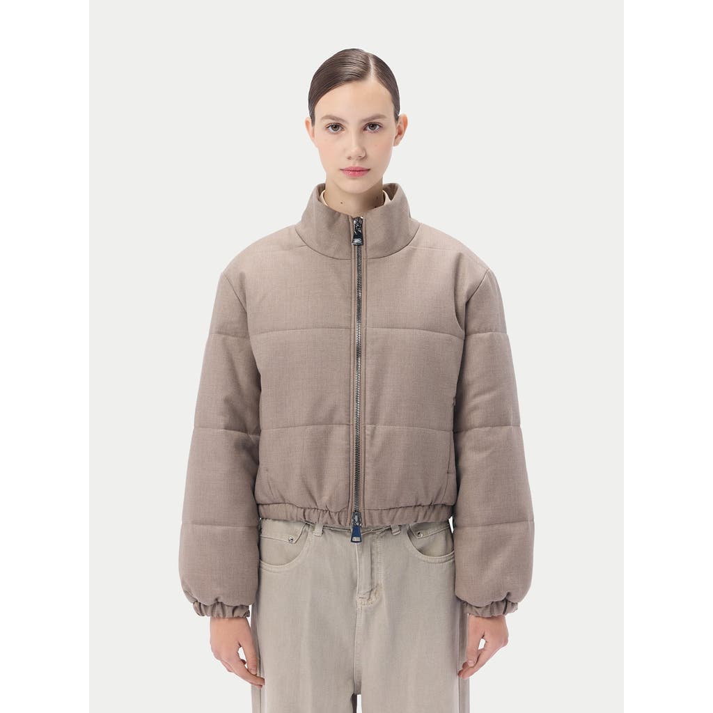 Gobi Mongolian Cashmere High-neck Cashmere Jacket In Taupe