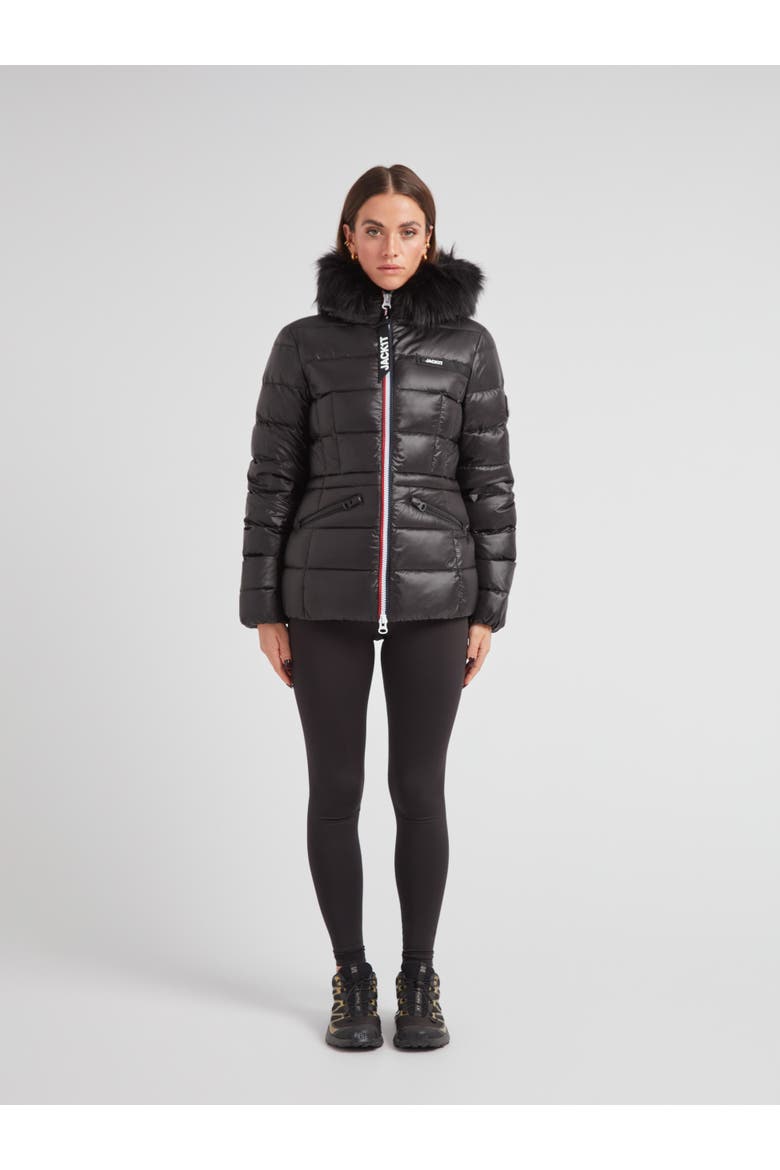 R4D Faux Fur Tricolore Racer Jacket, Alternate, color, BLACK