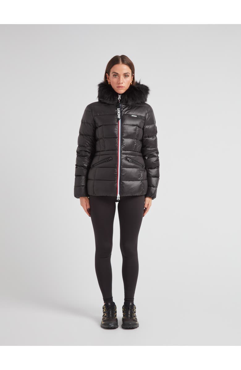 JACK1T R4D Faux Fur Tricolore Racer Jacket, Alternate, color, Black