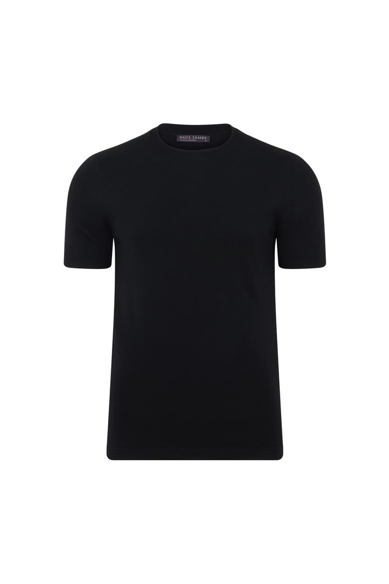 Superfine Merino Wool Knitted T-Shirt, Alternate, color, Black