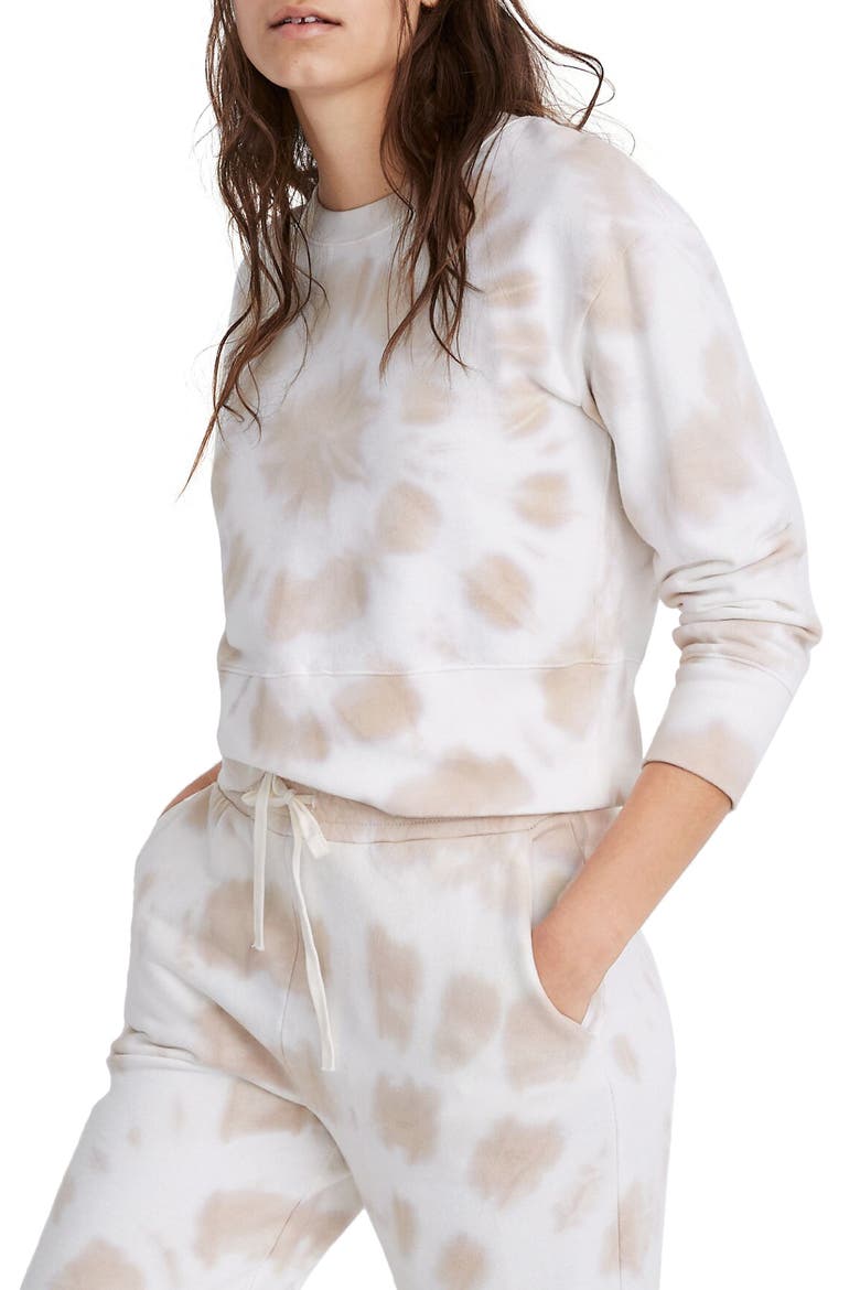 Tie Dye Crop Sweatshirt, Main, color, ASHEN SILVER