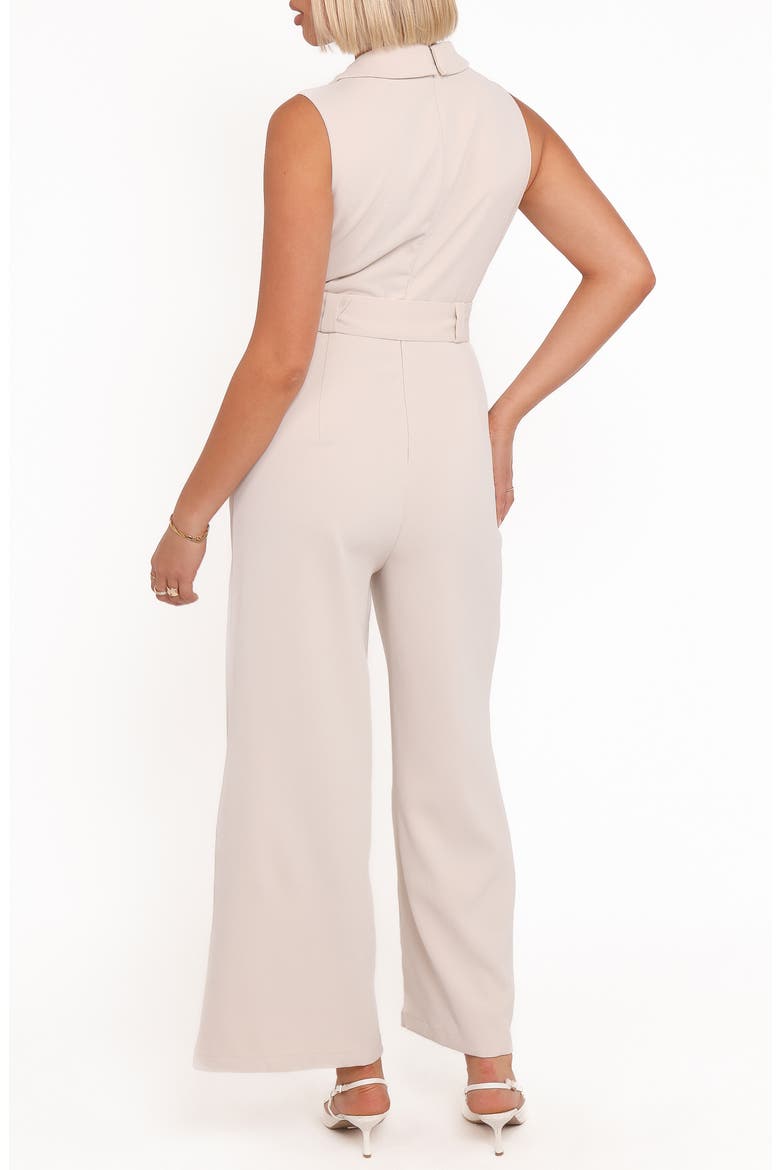 Sienna Belted Sleeveless Wide Leg Jumpsuit, Alternate, color, BEIGE