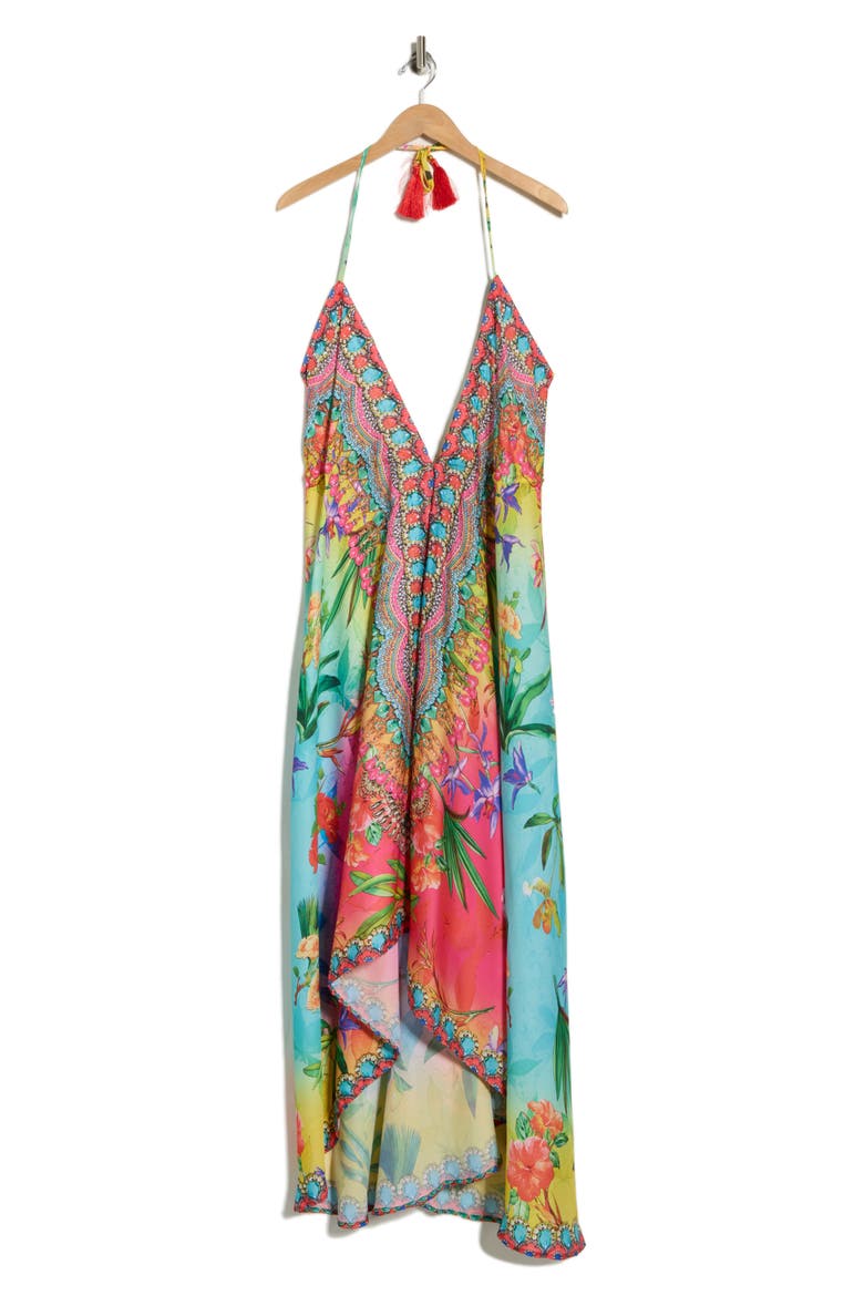 High-Low Halter Maxi Dress, Alternate, color, MULTICOLOR
