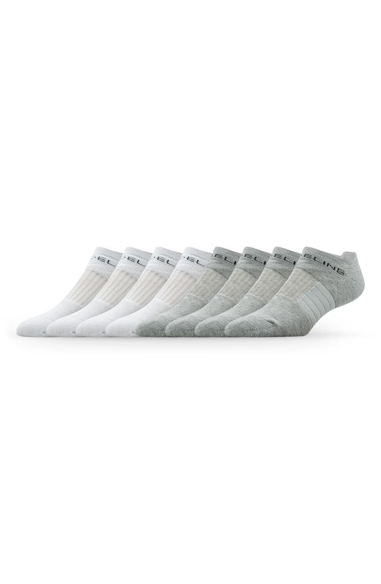 STRIDELINE Premium 8-Pack Assorted Ankle Socks, Main, color, White & Grey