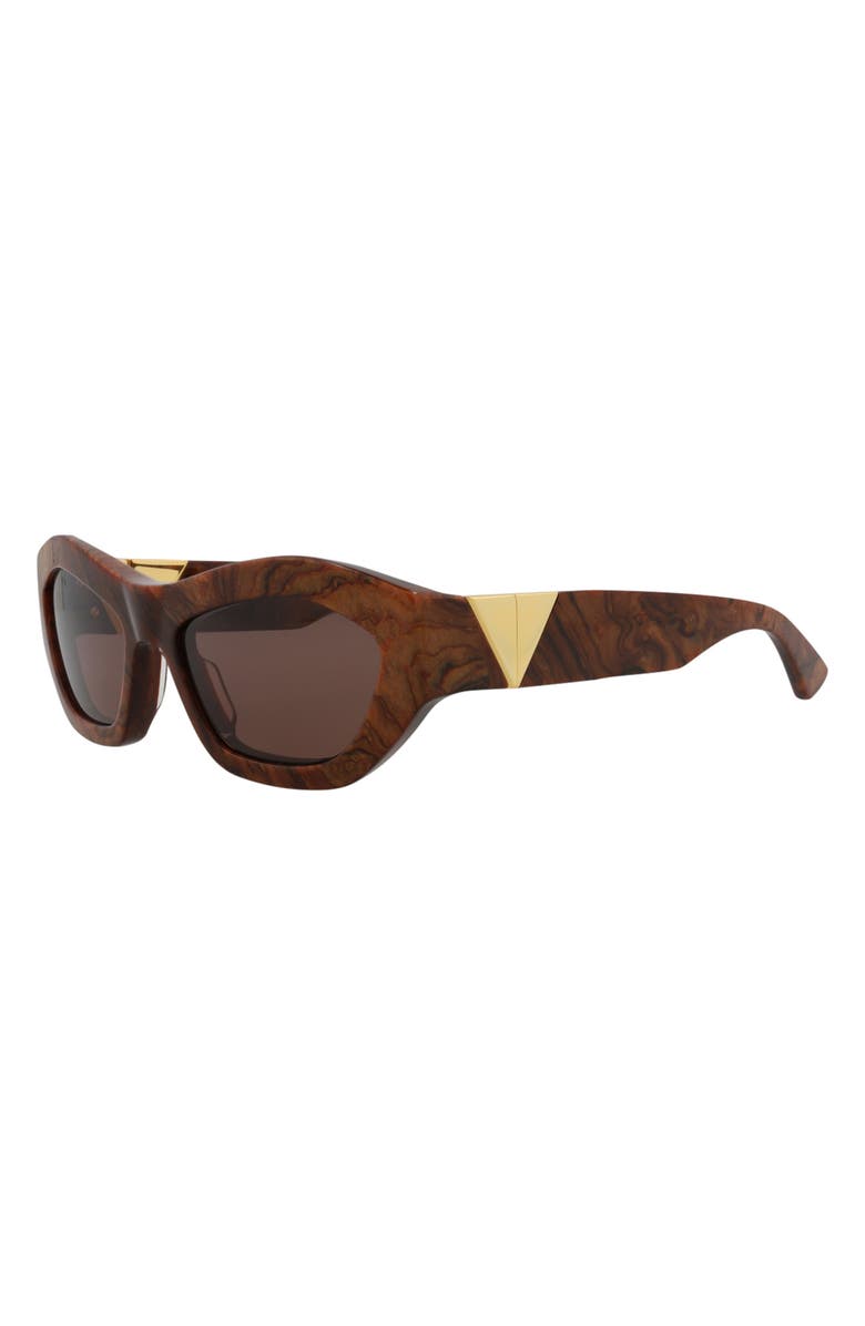 Bottega Veneta 54mm Geometric Sunglasses, Alternate, color, Brown Brown Brown