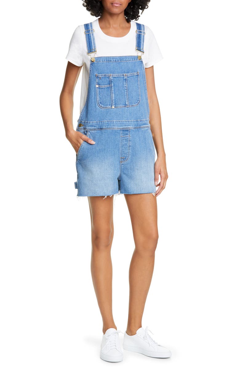 FRAME Le Garcon Cutoff Short Denim Overalls, Main, color, 