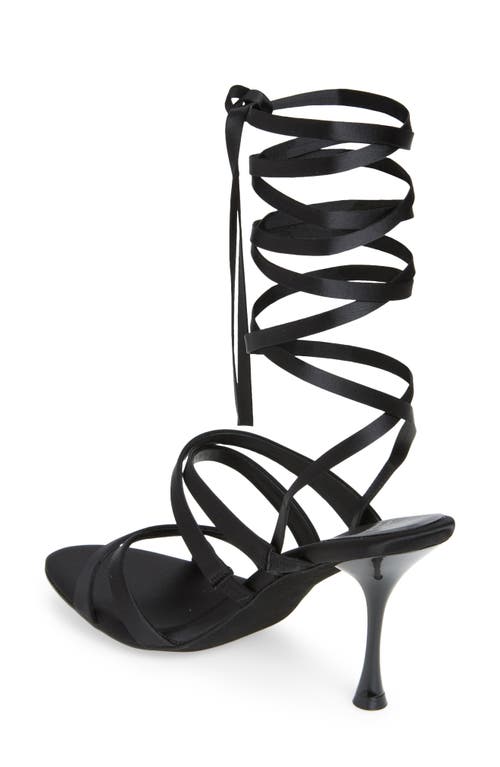 Jeffrey Campbell Obsessed Ankle Wrap Sandal In Black Satin