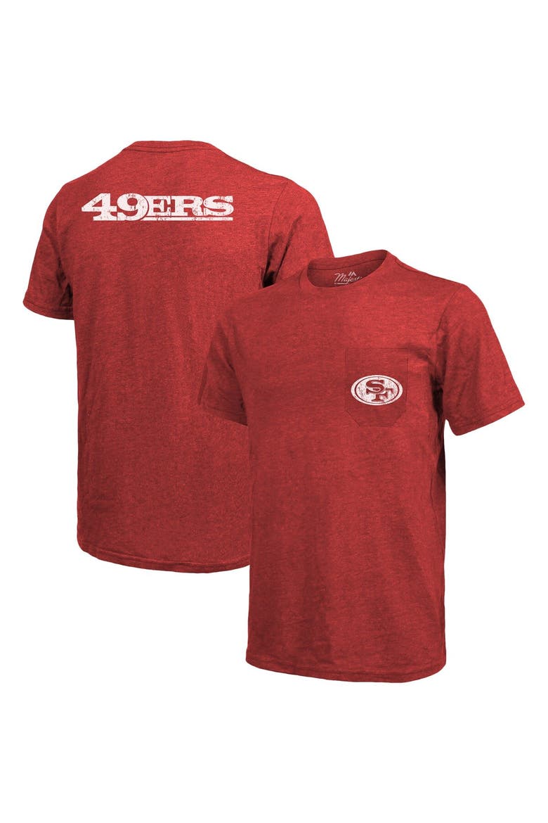 San Francisco 49ers Majestic Threads Tri-Blend Pocket T-Shirt - Scarlet, Main, color, Scarlet