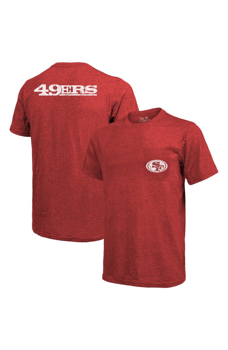 Majestic Threads San Francisco 49ers Majestic Threads Tri-Blend Pocket T-Shirt - Scarlet, Main, color, Scarlet