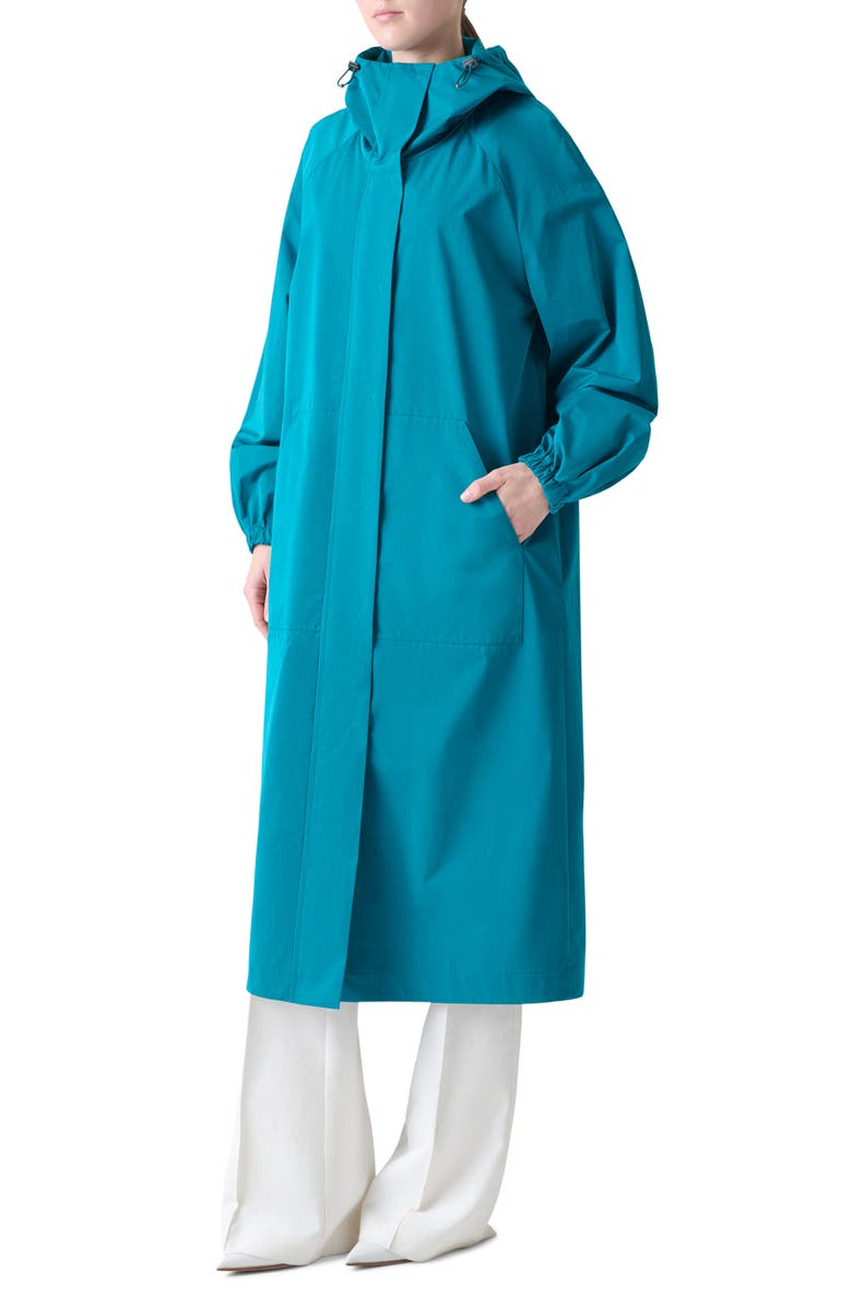 Akris Zachary Water Repellent Hooded Long Parka, Alternate, color, Laguna Blue
